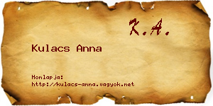 Kulacs Anna névjegykártya
